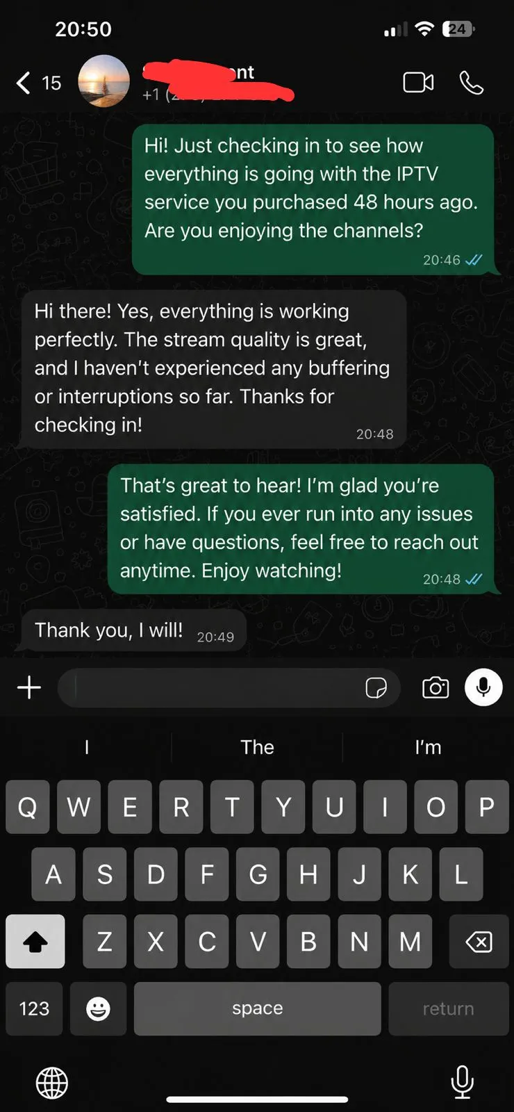 Customer WhatsApp review screenshot 2