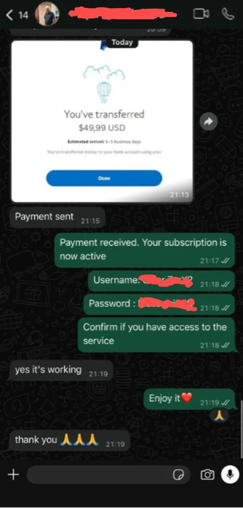 Customer WhatsApp review screenshot 3
