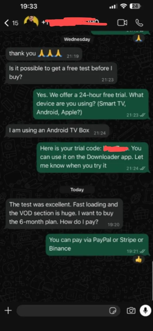 Customer WhatsApp review screenshot 4